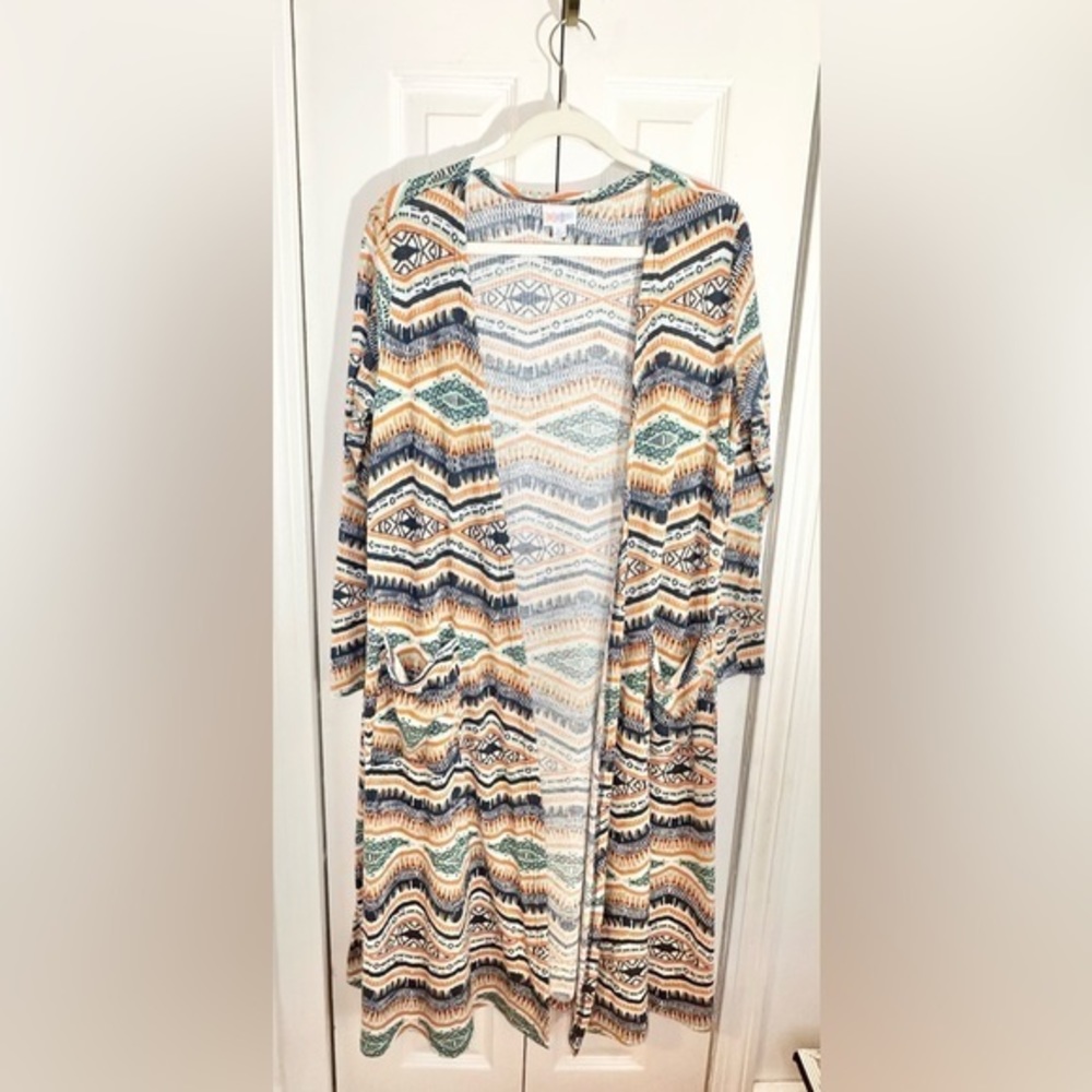 Lularoe Sarah Cardigan Duster Size Large Navy Blue, Orange New Without Tags NWOT